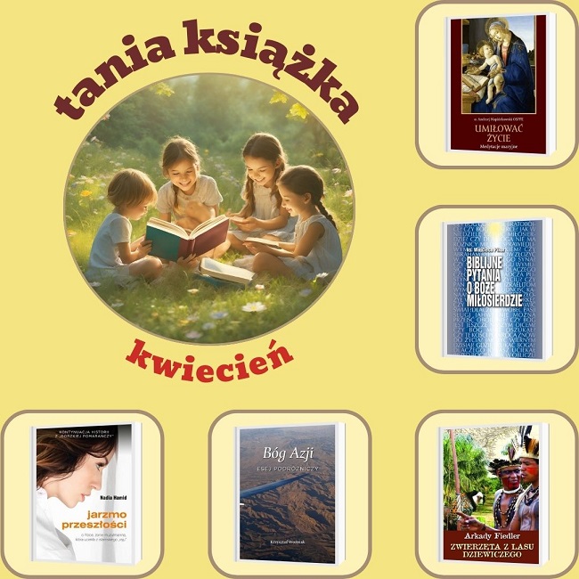 Grafika prezentująca ofertę promocyjną "Tania książka na kwiecień"