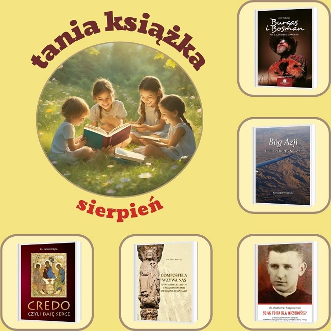 Grafika prezentująca ofertę "Tania książka na sierpień"
